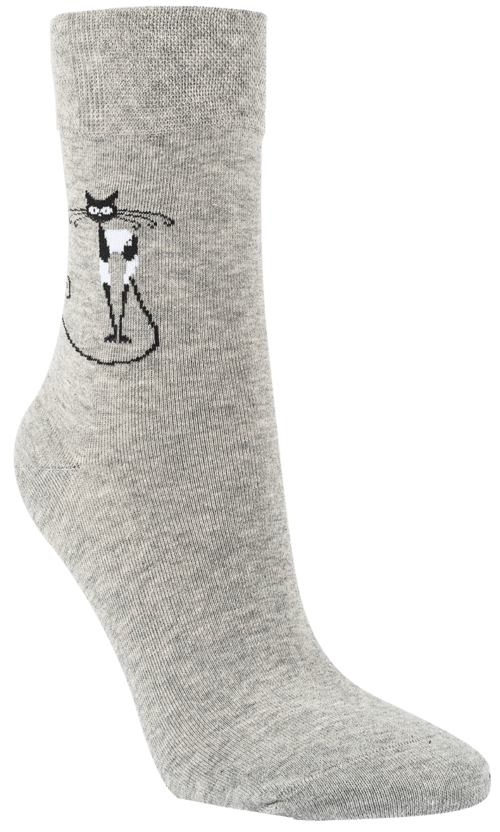 3 Paar Damen Baumwoll-Socken "Silver Cat" - Image 4